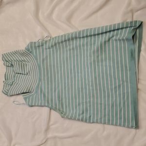 Striped light blue tank top with turtle neck